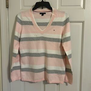 Pink, White and grey Tommy Hilfiger sweater